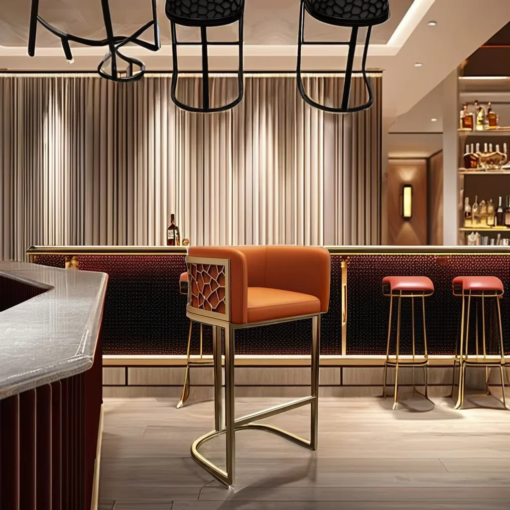Современный золотой мини роскошный железный стул красочный металлический бархатный барный набор барных стульев для кухни