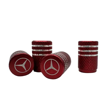 Custom Red Aluminum Mercedes Tire Valve Caps Car Wheel Tire Valves