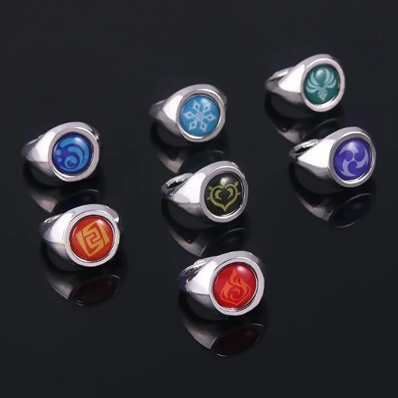 Jogo genshin anel de impacto anime cosplay anel olho de deus 7 elemento  luminoso ajustável abertura anéis feminino masculino jóias acessório -  AliExpress