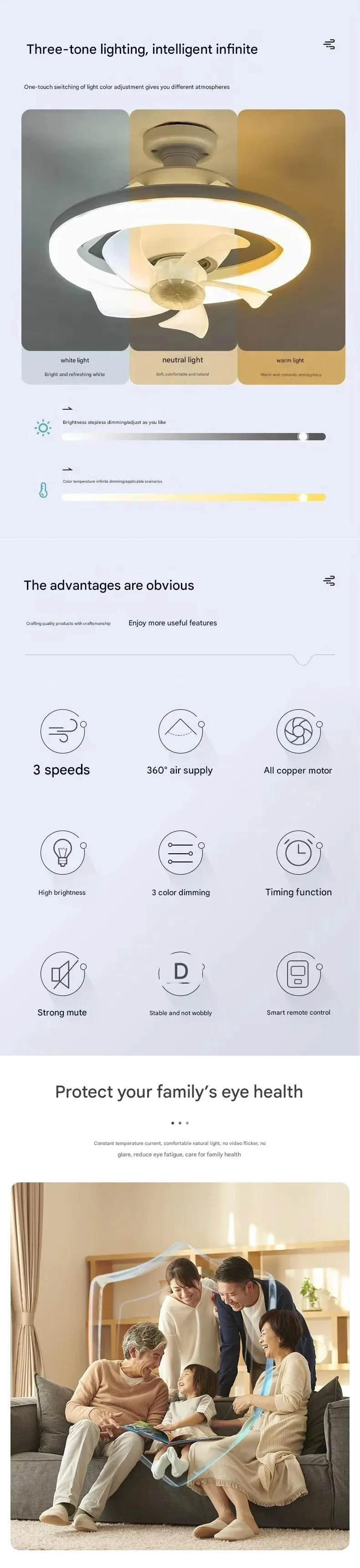 Modern Ceiling Fan with Light LED Remote Control Ceiling Fan with Light Bedroom Kitchen Hand Fan with LED Light