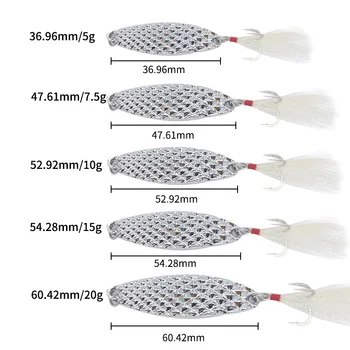 Leech Metal Spoon Lure with Reinforced Feather Treble Hook, Freshwater Artificial Bait for Mandarin Fish & Topmouth Culter – Metal Jig – view 3