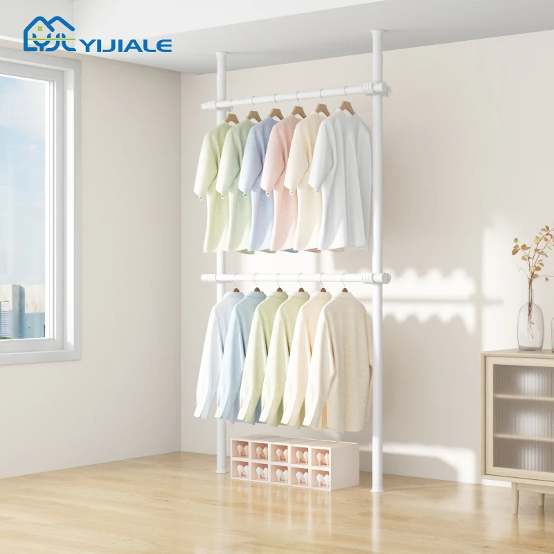 Balcony No Drill Metal Folding Clothes Racks Rails Heavy Duty Extendable Clothes Racks For Hanging Clothes