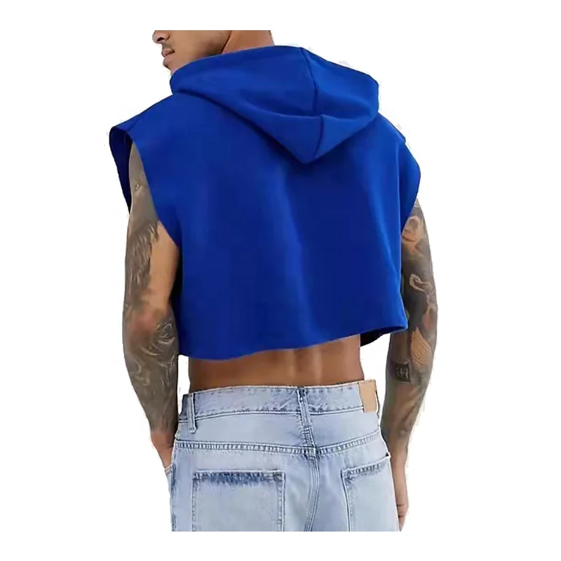 JL-0111A New Trendy Cropped Hoodie Men Gym Clothing Tank Top Hoodies Crop Sleeveless Hoodie Men