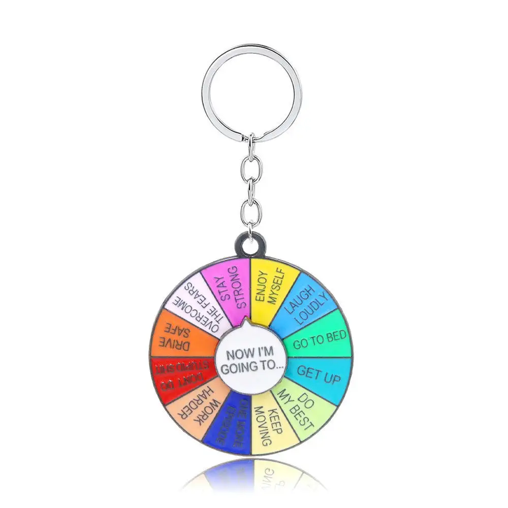 What to Eat Keychain Custom Food Choice Rotatable Spinner Brooches Lapel Badges Fun Metal Keychain