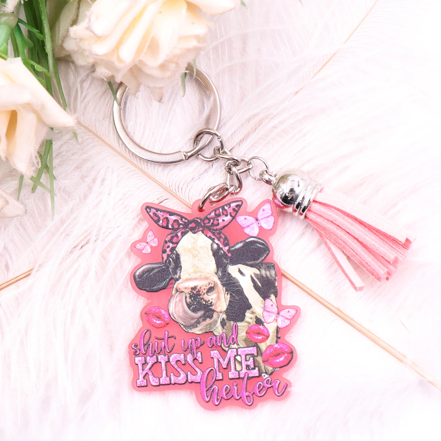 MD147KH1306 New Product Stainless Steel Shut Kiss Me Heifer TRENDY Valentine's Day Acrylic Keychain Gift Keychain manufacture