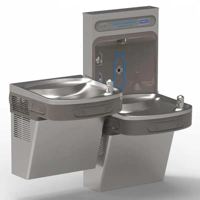 Vertical Wall Water Dispenser Connected to Municipal Water Can Filter Hot and Cold Water for School Public Places Auto Sensing