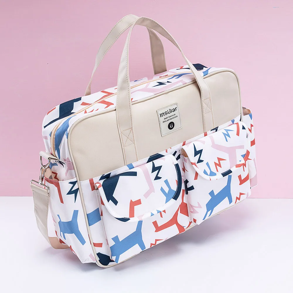 Fashion Print Diaper Bag for Mom Waterproof Large Capacity Baby Care Bags for Stroller Multifunction Mommy Bag 8 Colors