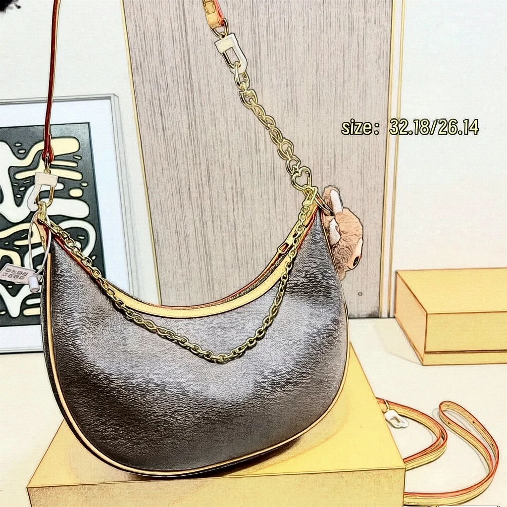 New European-American Vintage Women’s Underarm Shoulder Crossbody Tote Bag Two Straps Zipper Polyester Lining Printed Portable