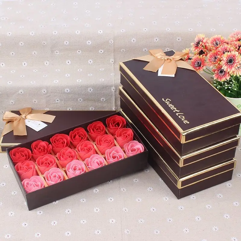 INUNION Popular 18 Pcs Soap Rose Flower Gift Box,Floral Scented Artificial Soap Rose Petals for Valentine's Day Christmas