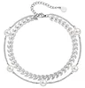 6mm Leaf chain + cable pearl anklet