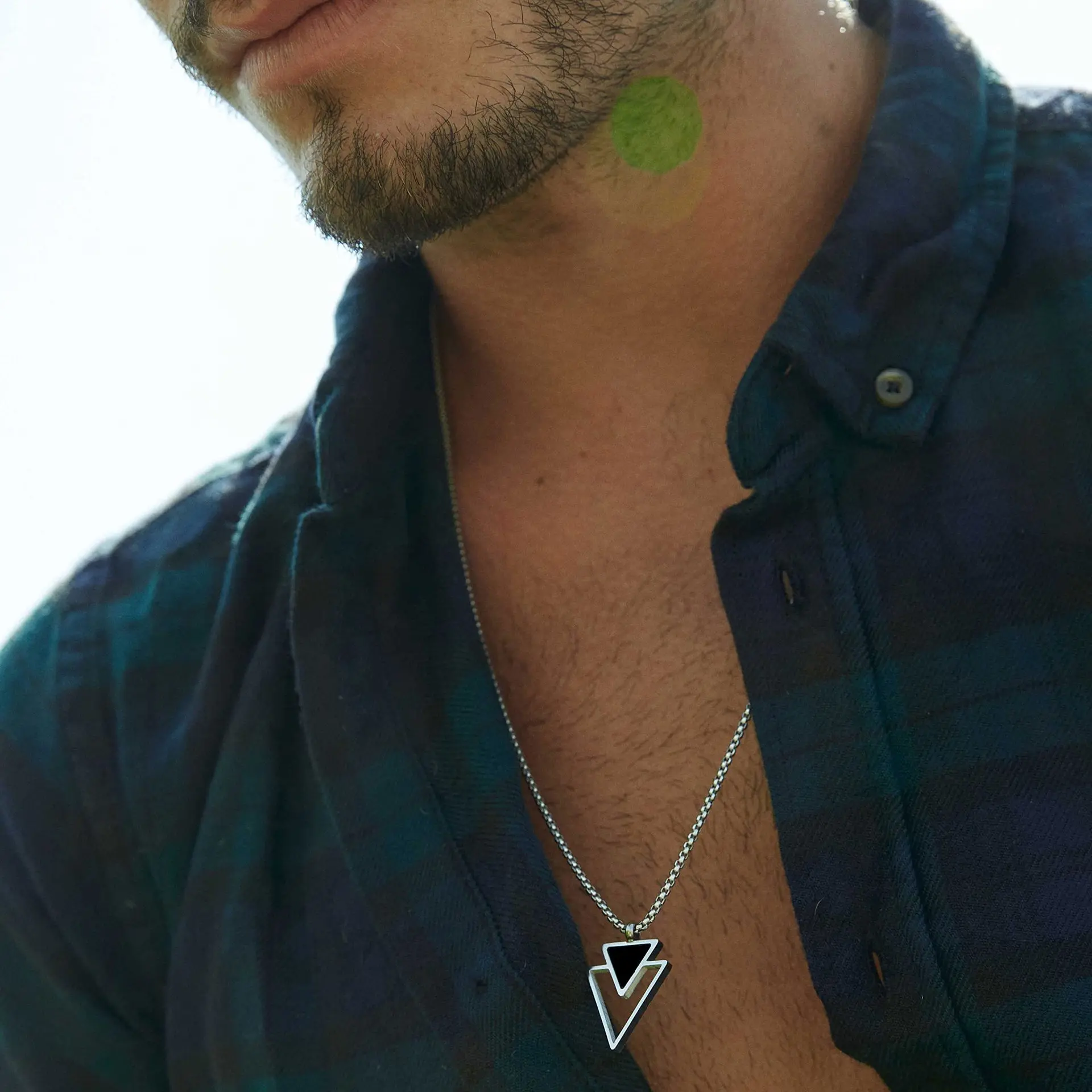 Inverted Triangle Pendant Snake Bone Chain Wholesale Custom Logo Lettering Stainless Steel Double Necklace