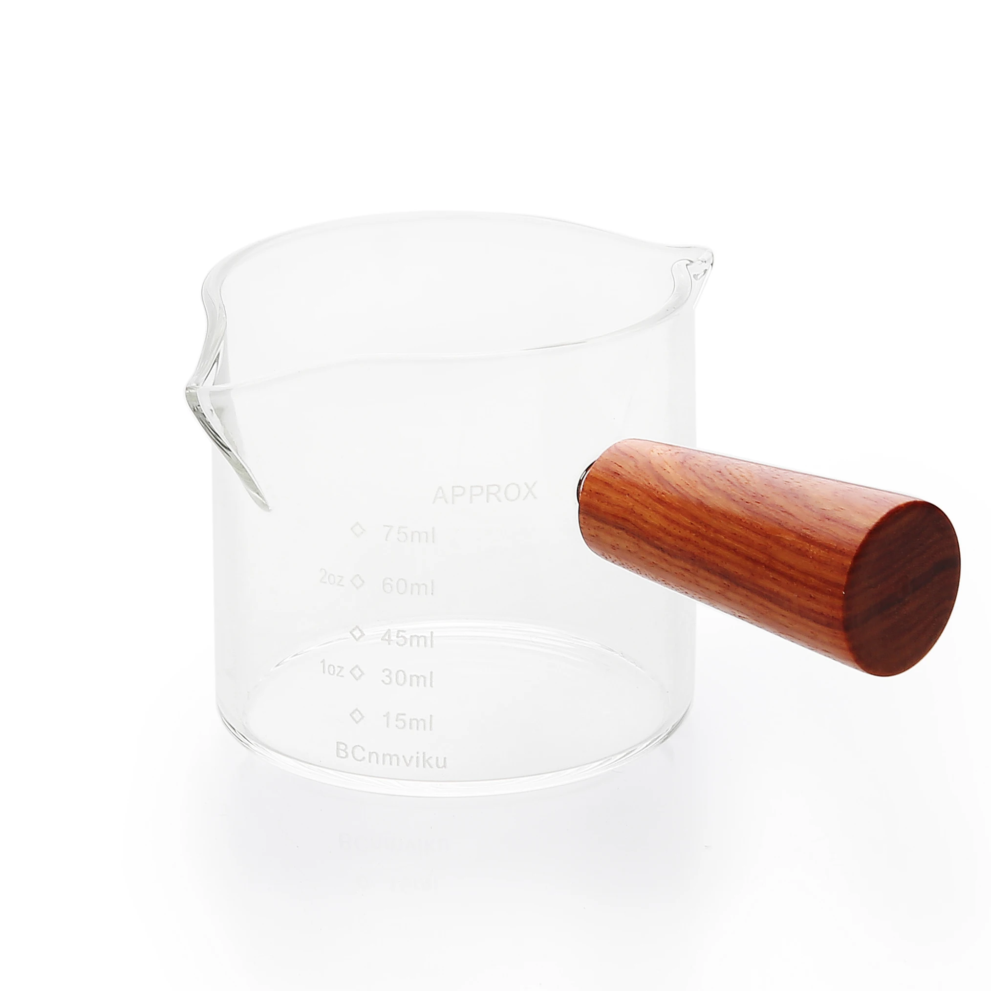 1pc Glass Coffee Measuring Cup, Espresso Shot Glass With Wood