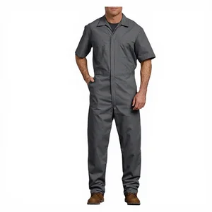 Short Sleeve Cotton Overall Anti-Static Work Clothes Suit for Building Repair Mining Mechanics Cleaner Construction Jumpsuit