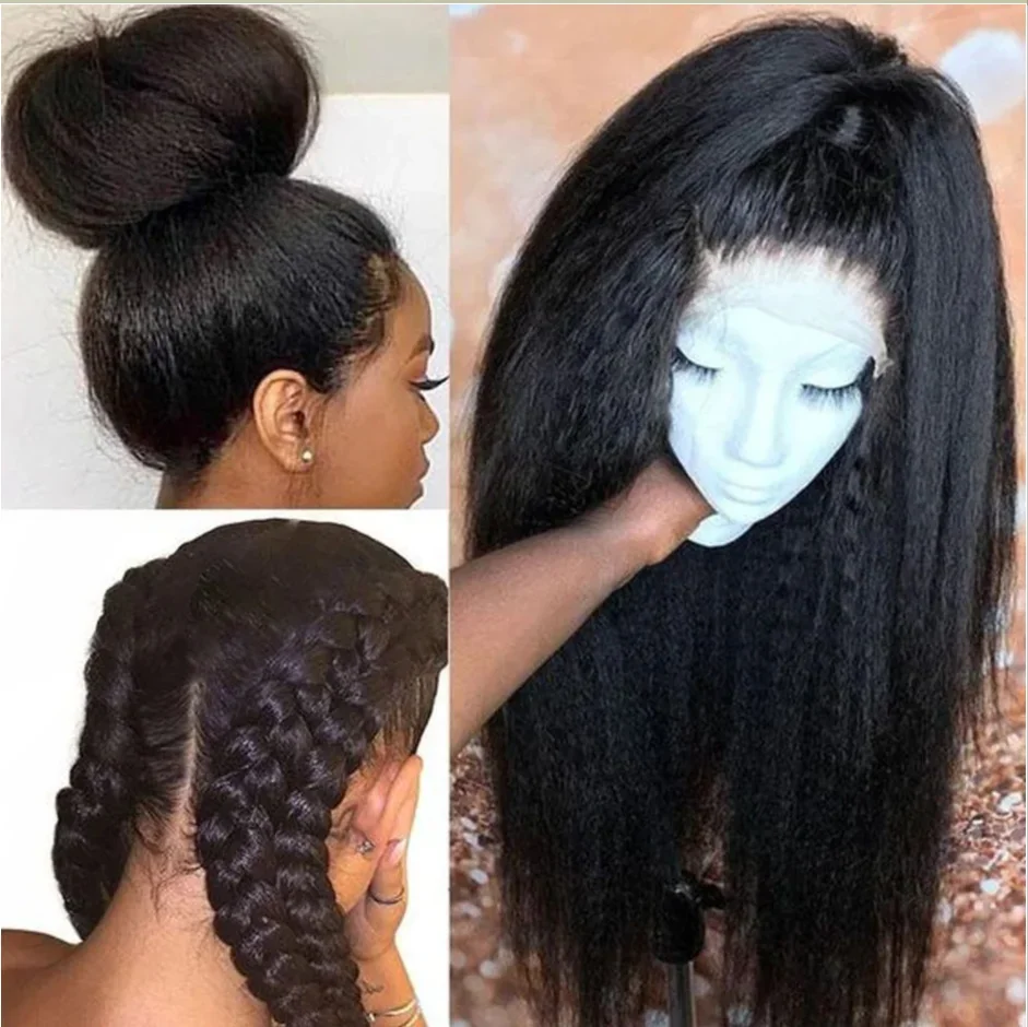 360 Full Lace Frontal Echthaar Perücke Kinky Straight Natürlicher Look_voghion.com