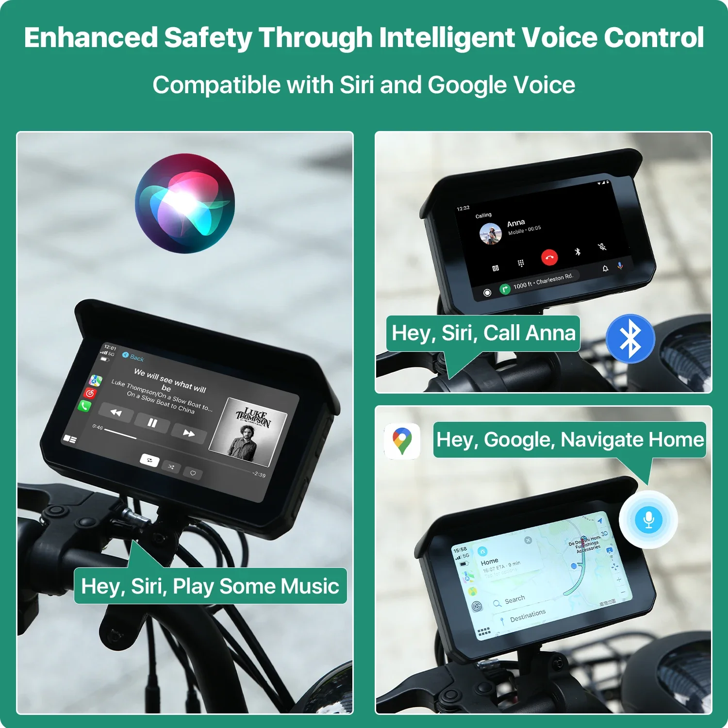 YESOK Y5 Motorcycle Dash Cam - 5 Inch Smart Screen With 1080P Front & Rear Camera, CarPlay & TPMS