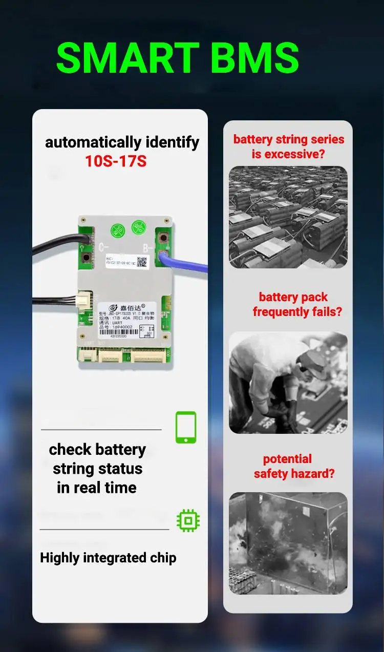 Jbd Pcb Bms Bt Lithium Ion/lifepo4 80a 60a Battery Charging Protection ...