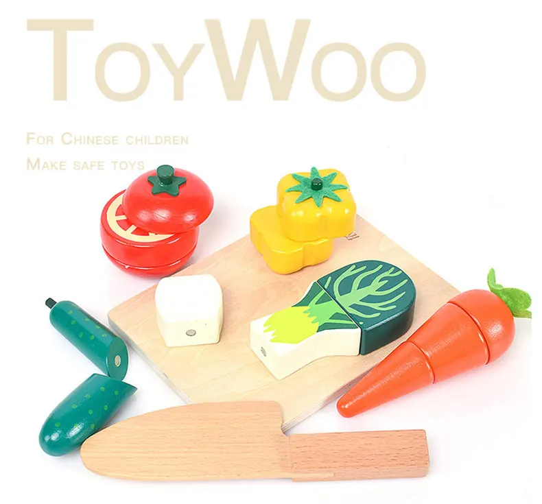 Simulation Wooden Chopping Board Cutter Kitchen Playset Kids Role Play Toy 