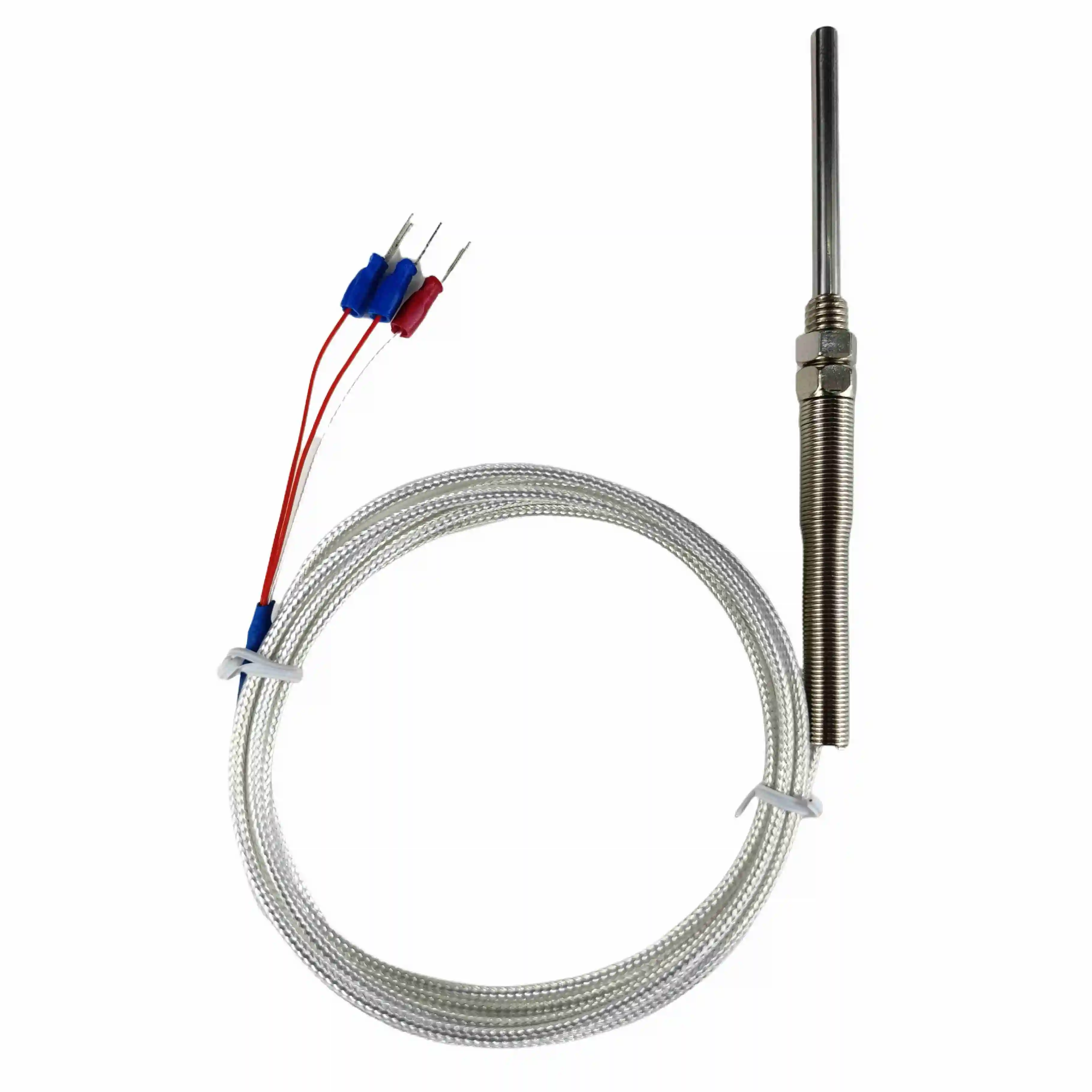 PT100 Rod Type Thermal Resistance Strip PTFE Silver Plated Shielded Wire Temperature Sensor Temperature Probe