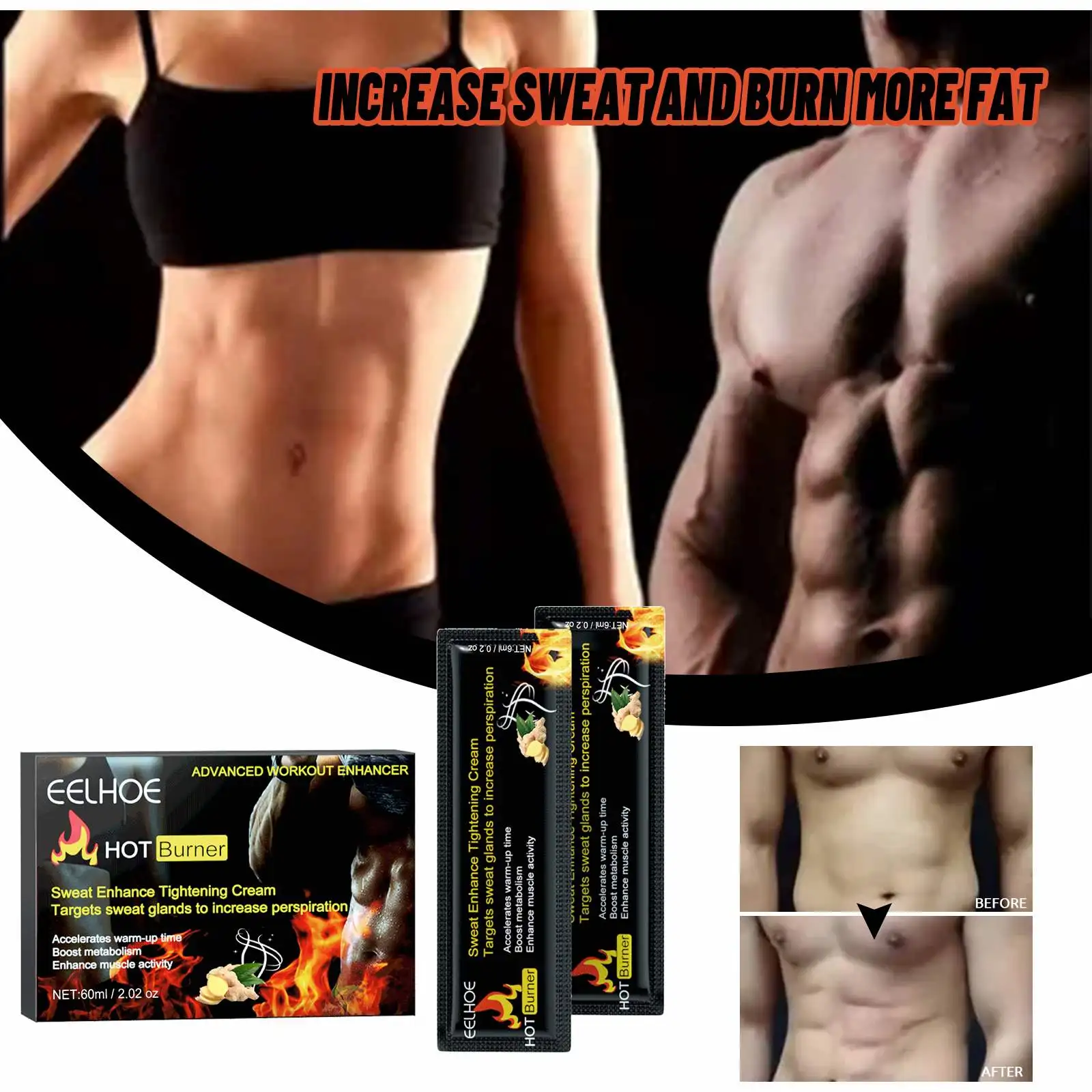 EELHOE Advanced Workout Enhancer Sweat Enhancing and Weight Loss Fat Burning Cream Accelerate Muscle Activity Slimming Gel