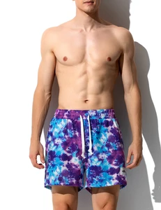 Custom Unique Design Men's Casual Beach Tie Dye Shorts with Two Large Deep Side Pockets Bright Quick Dry Shorts for Men