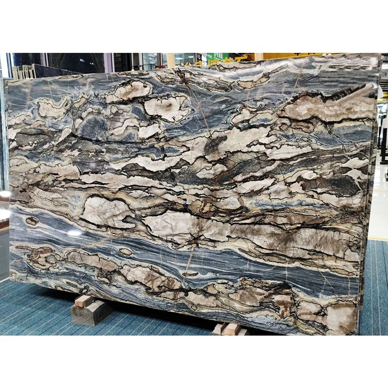 Factory Outlet Multicolor Natural Polished Brazil Grey Twilight Quartzite Slabs With White Brown Circle for Hotel Project
