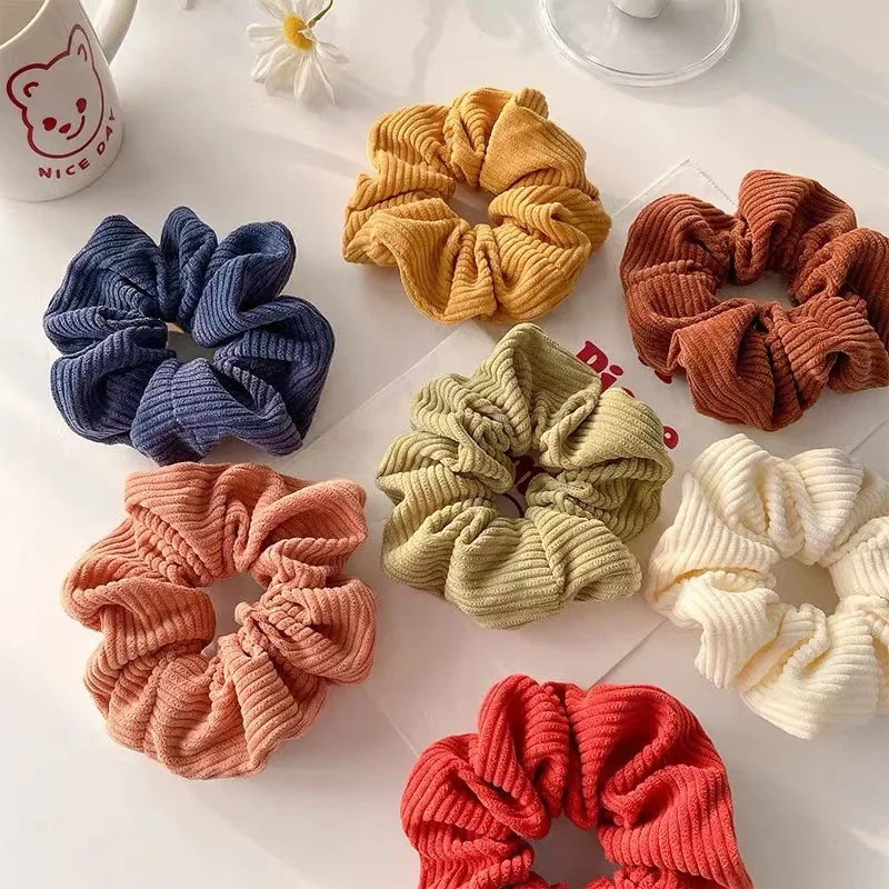 New Solid Color Corduroy Large Scrunchies Simple Temperament Scrunchies