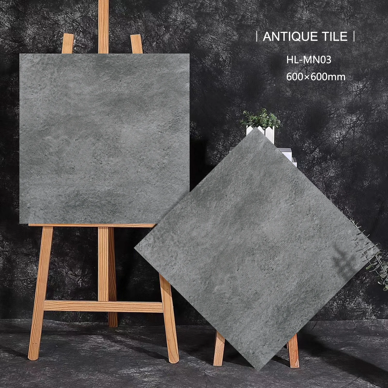 Non Slip Gray Colour Glazed Rustic Floor Tiles Bathroom Living Room Ceramic
