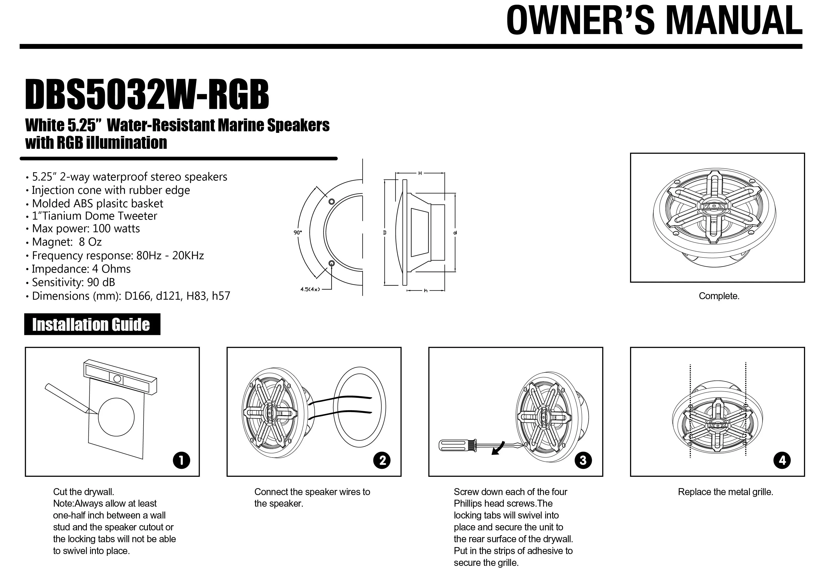 Dibeisi Waterproof Shower Boat Marine Stereo Speaker Dbs5032rgb Buy