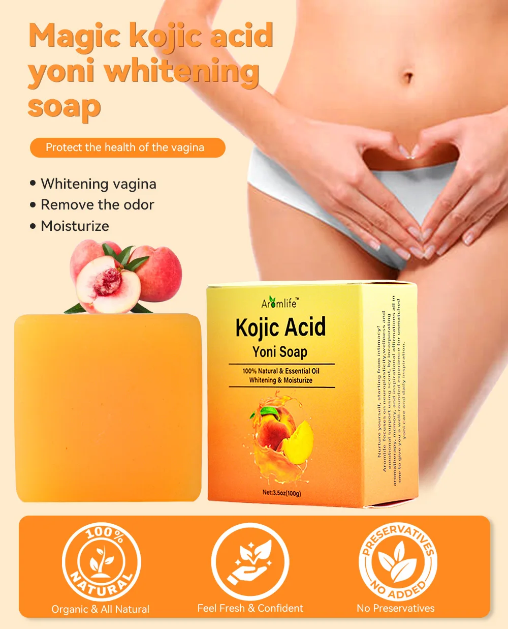 Organic Best Vaginal Whitening Cleansing Handmade Soap Kojic Acid Ph Balance Itching Yoni Bar 5095