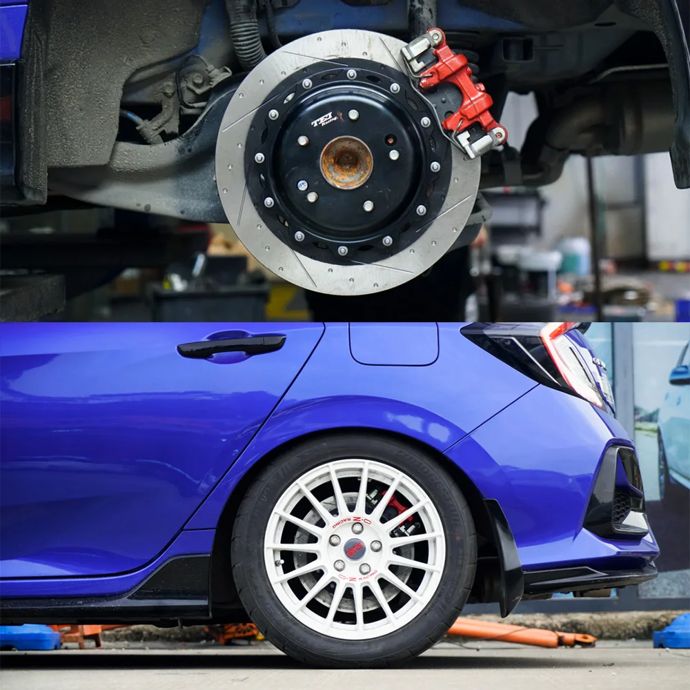 Front P40NS 4 Piston Caliper BBK Auto Brake System for 17 Inch Car Rim and Rear Upgrade Rotor Kit 17 Inch Car Rim Honda Civic