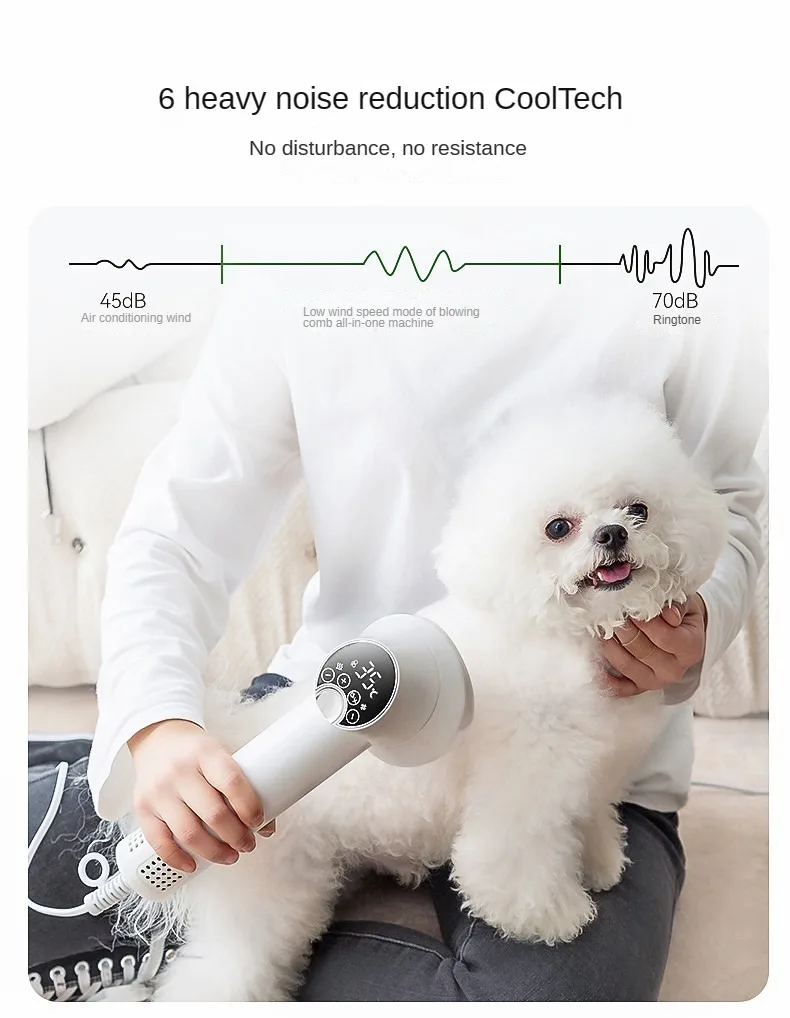 Adjustable Pet Dryer With Integrated Comb Dog Dryer Low Noise And