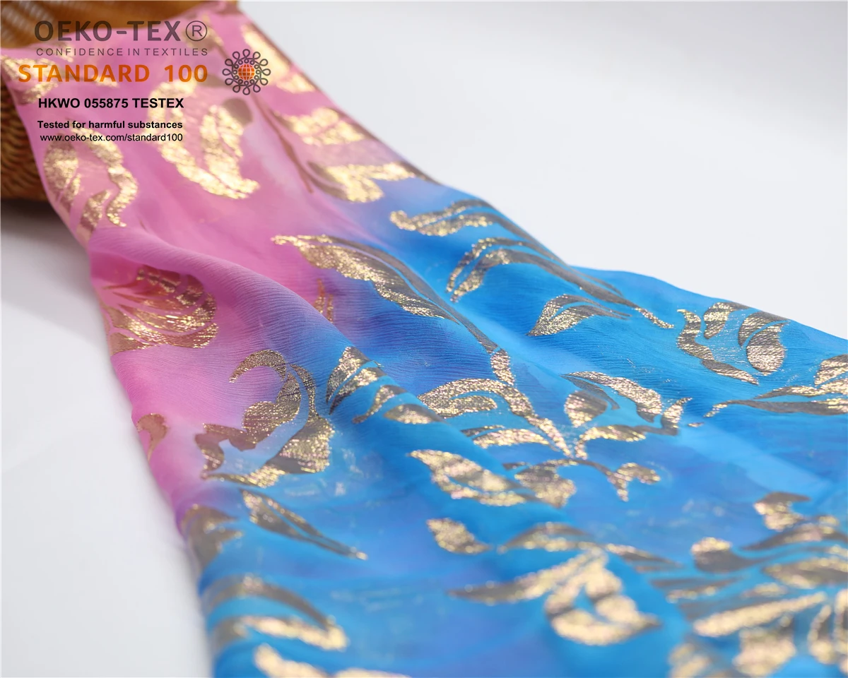 Fareastex new arrival jacquard silk georgette metallic color somali chiffon classical design dirac somali georgette fabric