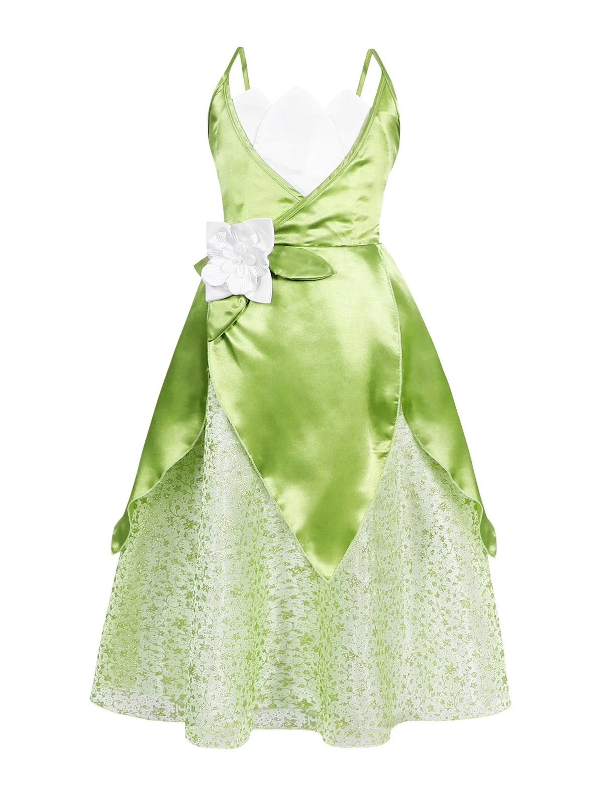 Girls Princess Tiana Dress Up Costume for Kids | Princess the Frog Cosplay  Outfit for Birthday Party & Halloween