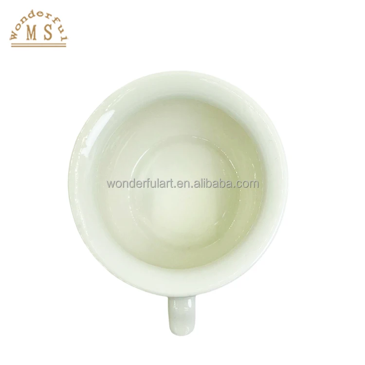 Customized Kitchen Ceramic saucers porcelain Tableware cartoon embossing logo water cup coffee milk mug for promotion Decoration