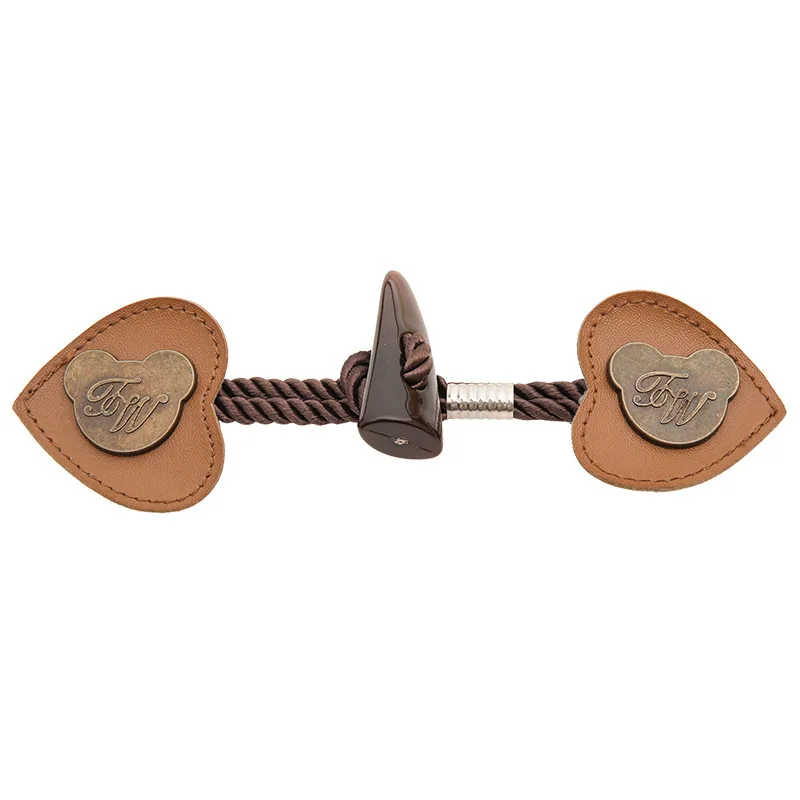 Duffle Coat Jacket Fasteners Toggle With Leather Patch Buckle Buttons Horn Buttons for Overcoat Decor Sewing Accessories