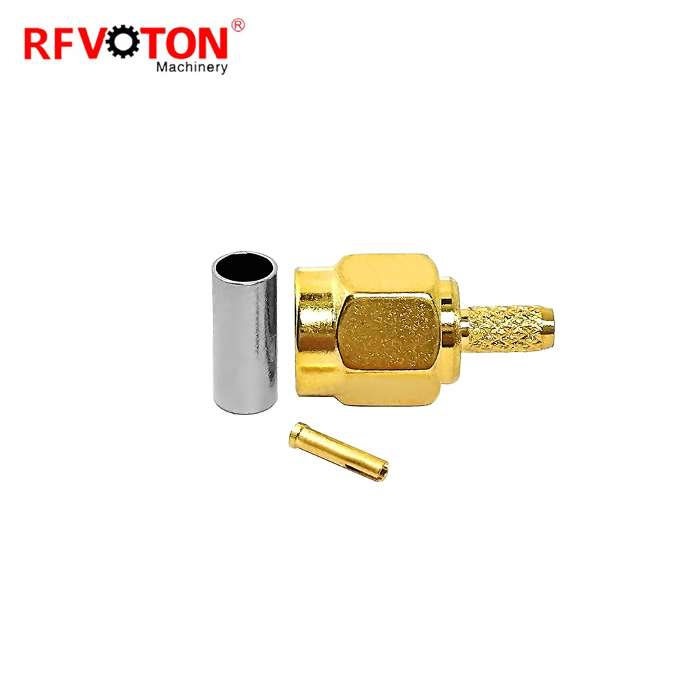 SMA Male Plug Crimp Connector – For RG174, RG316, LMR100 Cable, Gold Plated, USA Seller