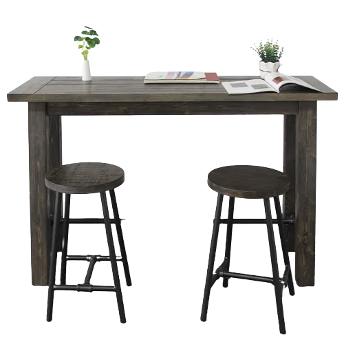 Modern Nordic Style Luxury Dark Grey Solid Wood Tabletop Metal Table