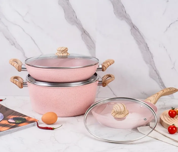 10 Pcs Forged Cookware Set Pink Aluminum Nonstick Food Warmer Casserole Sets  Manufacturing Directly Sale Ceramic Pot - Buy 10 Pcs Forged Cookware Set  Pink Aluminum Nonstick Food Warmer Casserole Sets Manufacturing