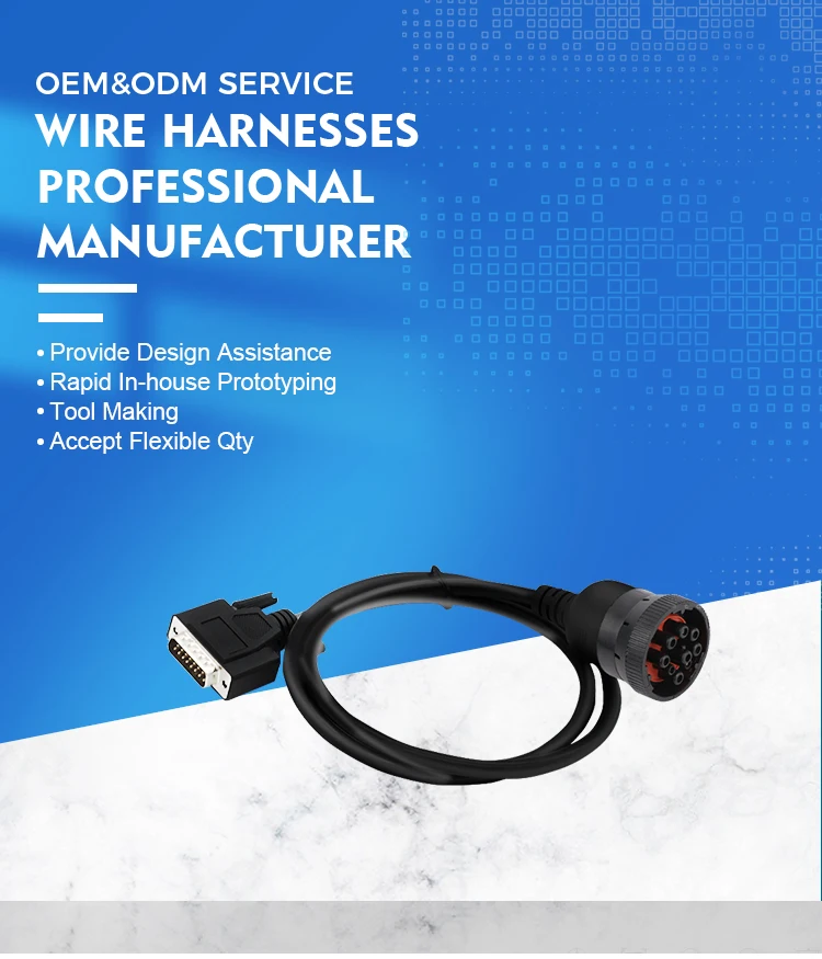 product custom cables j1939 9 pin female to d sub db15p connector harness-2