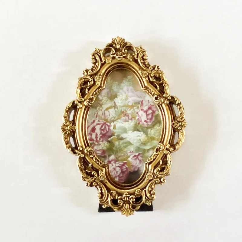 Custom Resin Small Photo Frame Mirror Simple Arched Shape Antique Gold Large Home Wedding Favor Decorations Gift