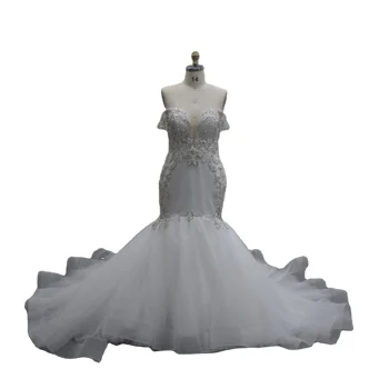 Best Sale Mermaid princess Sweetheart lace appliqued wedding dress