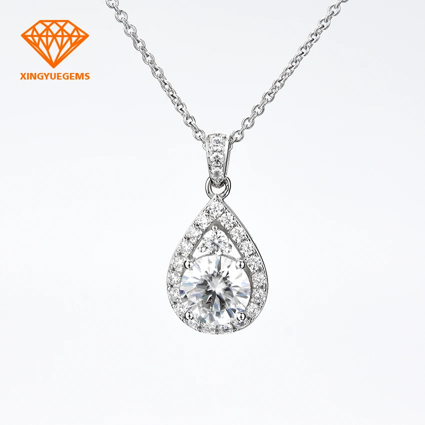 Hot Sale 18K White Gold JEWELERY/JEWELRY 1ct Pendant with Moissanite Gemstone Necklace
