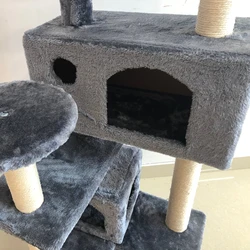 Custom 2 3 4 Level Multi Layer Wood Cat Tower Toy For Big Cats Scratching Post Cat Tree Towe NO 3