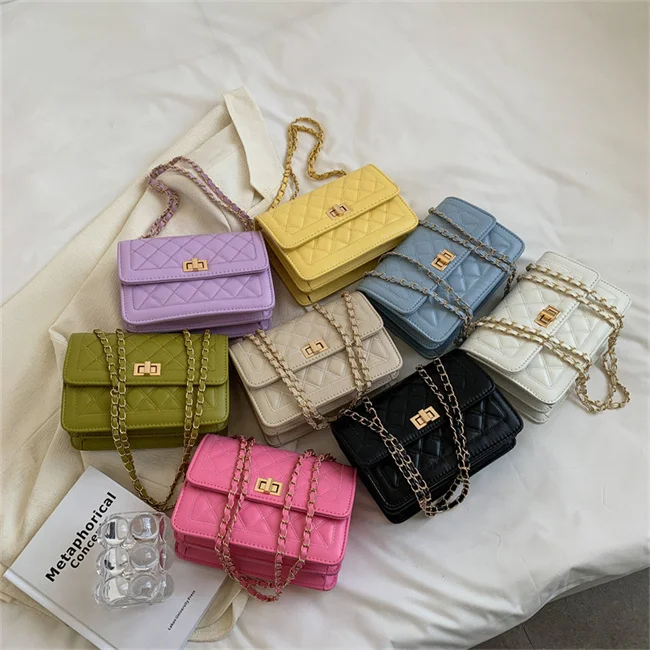 Latest Design Women Fashion Chain Soft Small PU Leather Shoulder Bags For Ladies