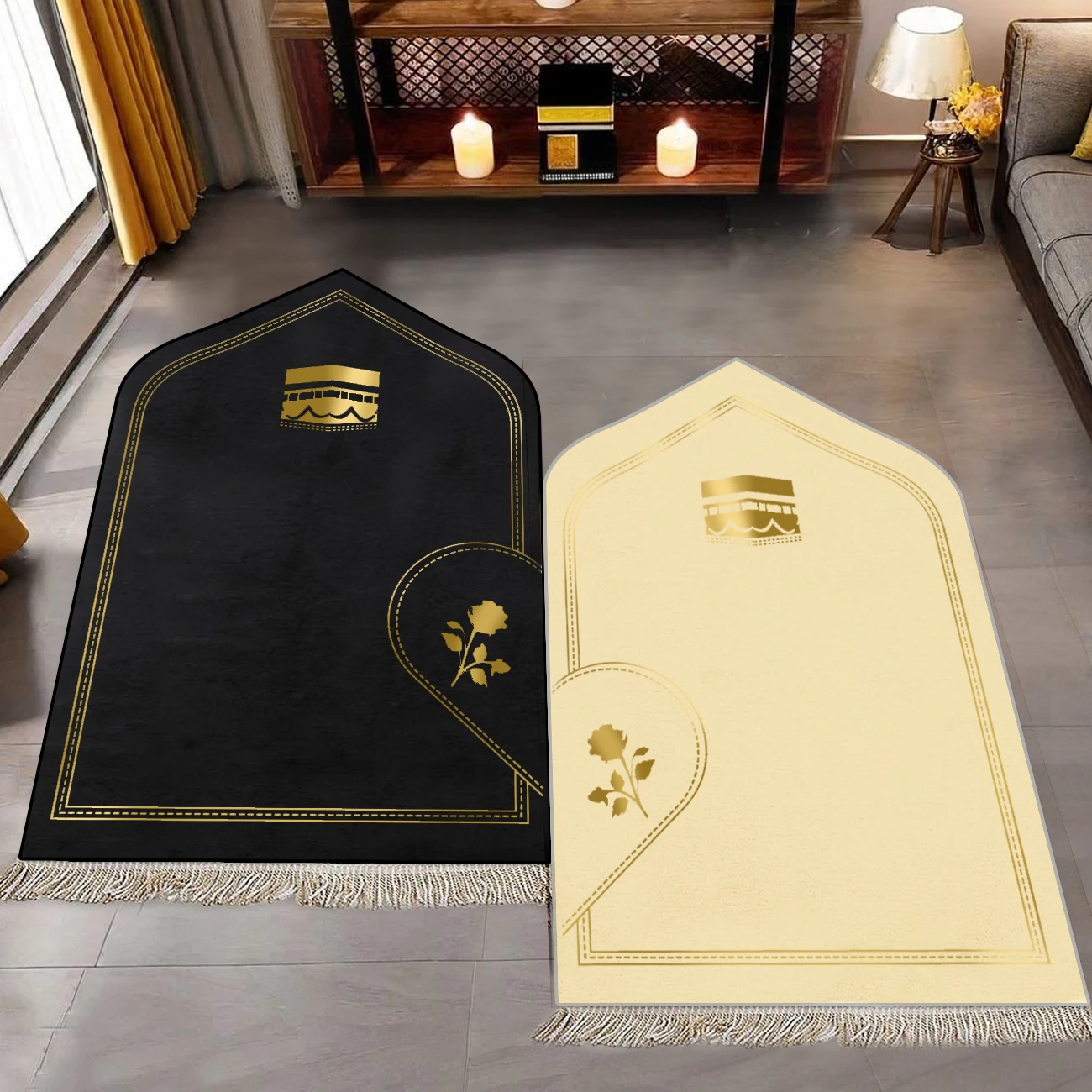 Couple Ramadan Printing Prayer Rug Custom Personalized Matching Prayer Mats with logo Name
