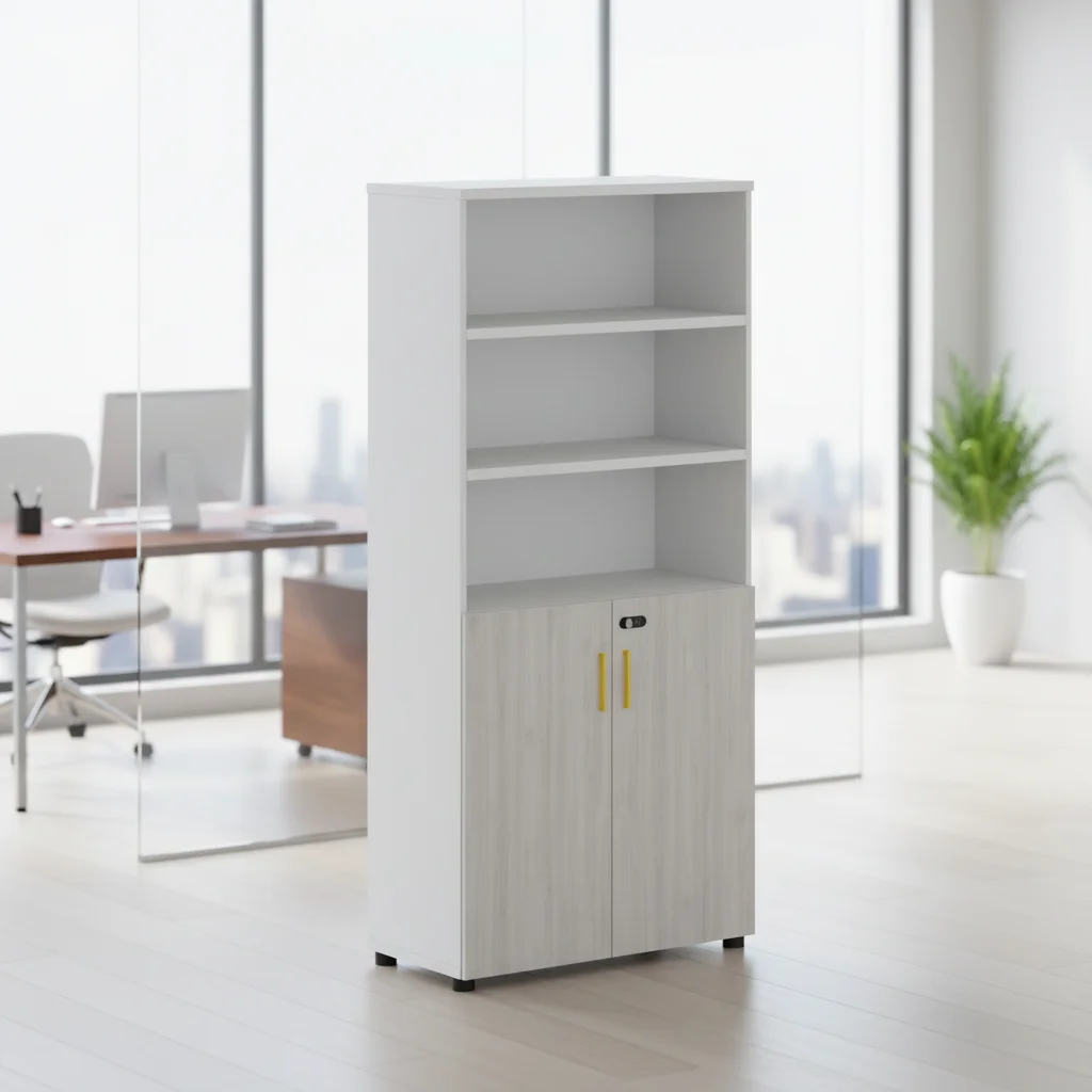 Tall Solid Wood Home Office Filing Cabinet with Three Adjustable Shelves Space-Saving Large Capacity Storage Solution 4