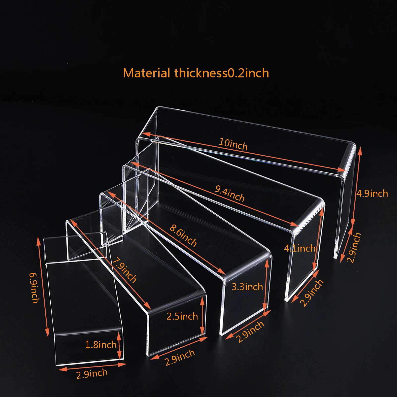 Customizable 5 Tier Transparent Acrylic Display Rack Set of Props for Shoes Storage and Store Display