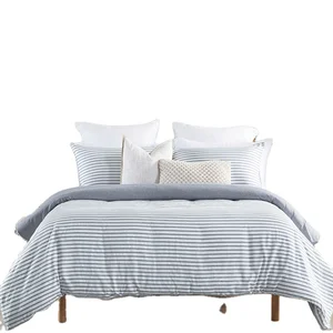 2022 New Design High Quality Soft New Fashion Handle 90gsm Cationic Stripe Duvet Cover Sets 3pcs