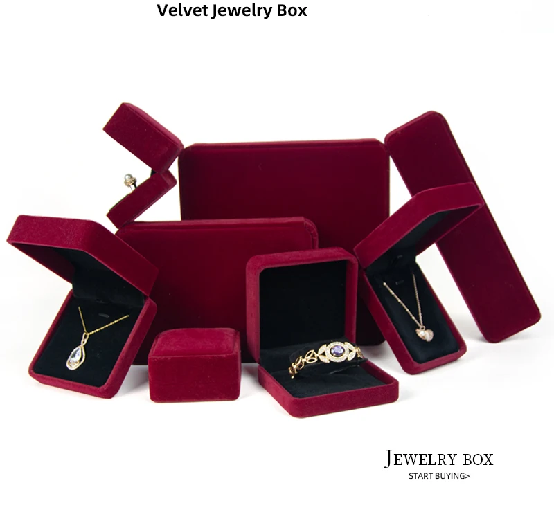 Forte Jewelry Package Box Luxury Wine Red Cream Velvet Jewelry Box Gift