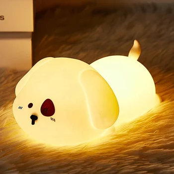 Custom Wholesale Cute Puppy Silicone Soft Touch Light Up Tapped 1200mAh Battery Living Room Decoration Desk Lighting Table Light